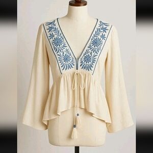 Band of the Free Boho Beaded+ Embroided Blouse XS/S NWT$100
